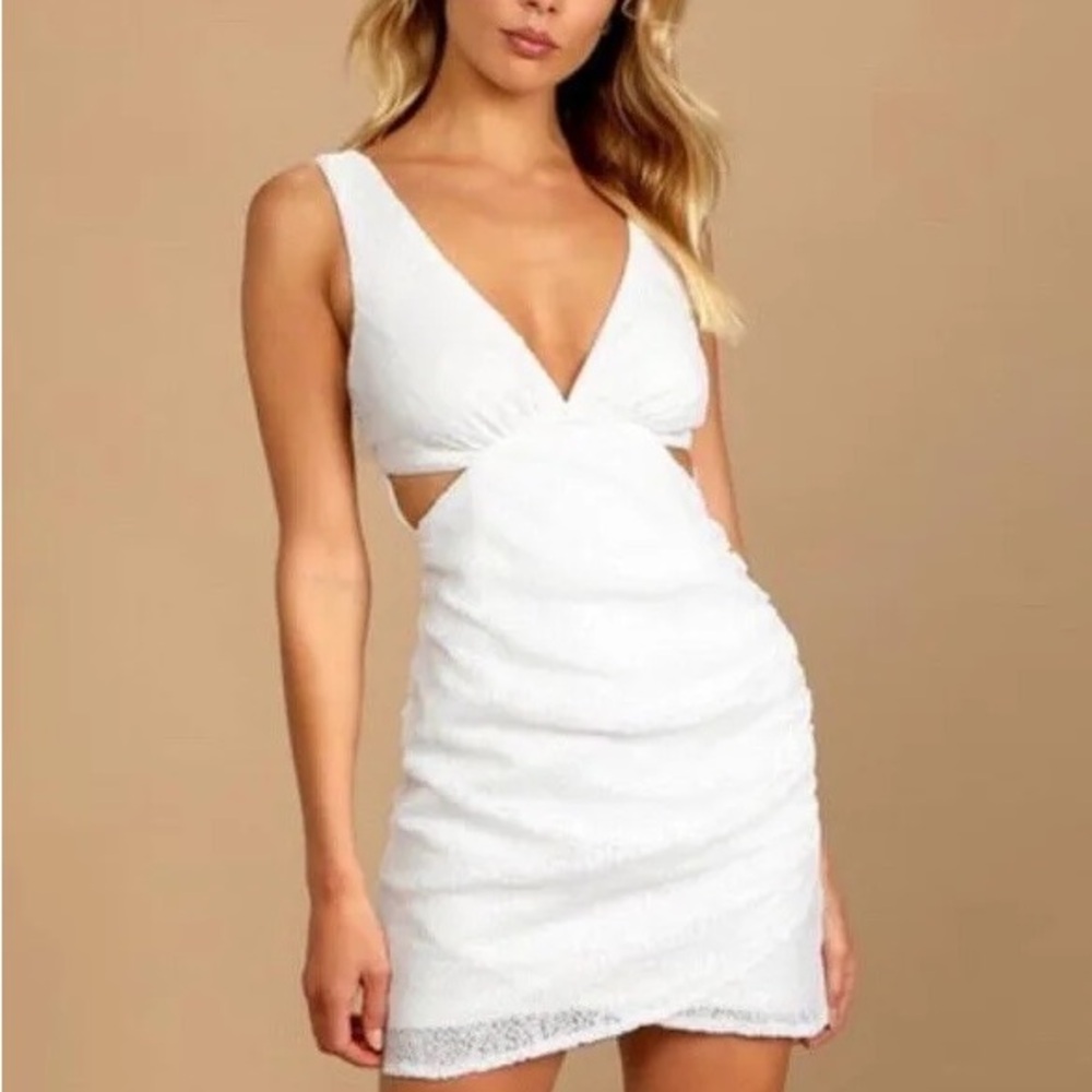 Lulus Don’t Lose Your Shine White Sequin Cutout Bodycon Mini Dress - Size S